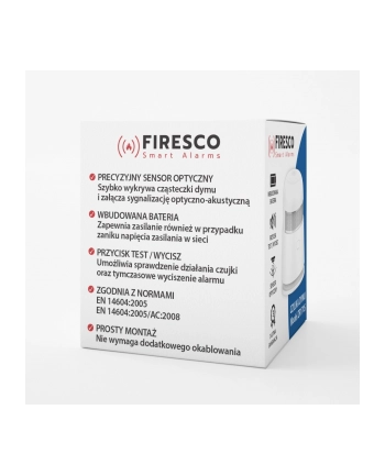 firesco Czujka dymu ZR170S, autonomiczna czujka dymu, wbudowana bateria, 3 letnia gwarancja nr 1