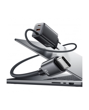 usams Ładowarka sieciowa JC Series CC266 65W GaN Fast Charger wbudowanykabel USB-C biała