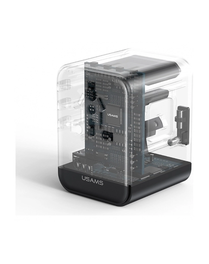 usams Ładowarka Travel Adapter 25W US/AU/EU/UK 2xUSB-C czarny 4w1 główny