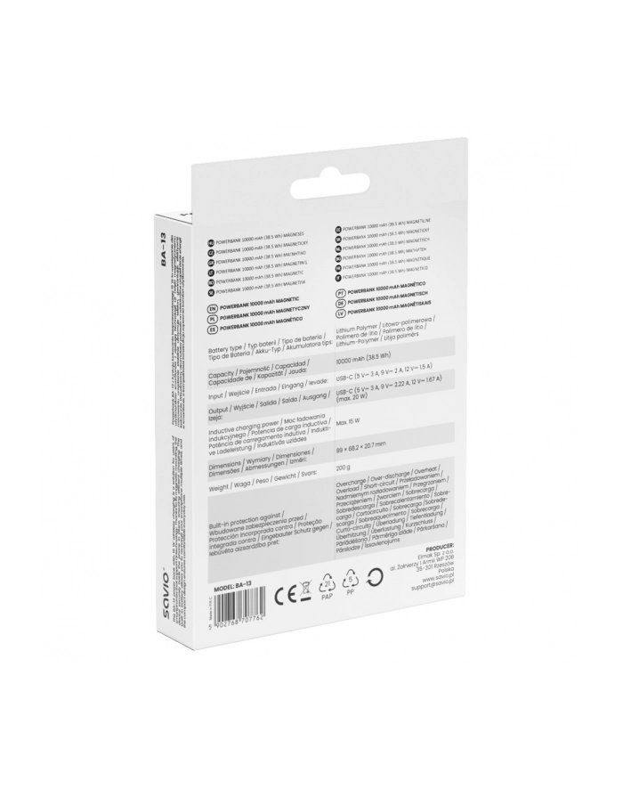 savio Powerbank 10000 mah magnetyczny biały BA-13 główny