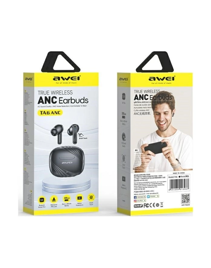 awei Słuchawki bluetooth 5.3 TA6 ANC czarne TWS główny