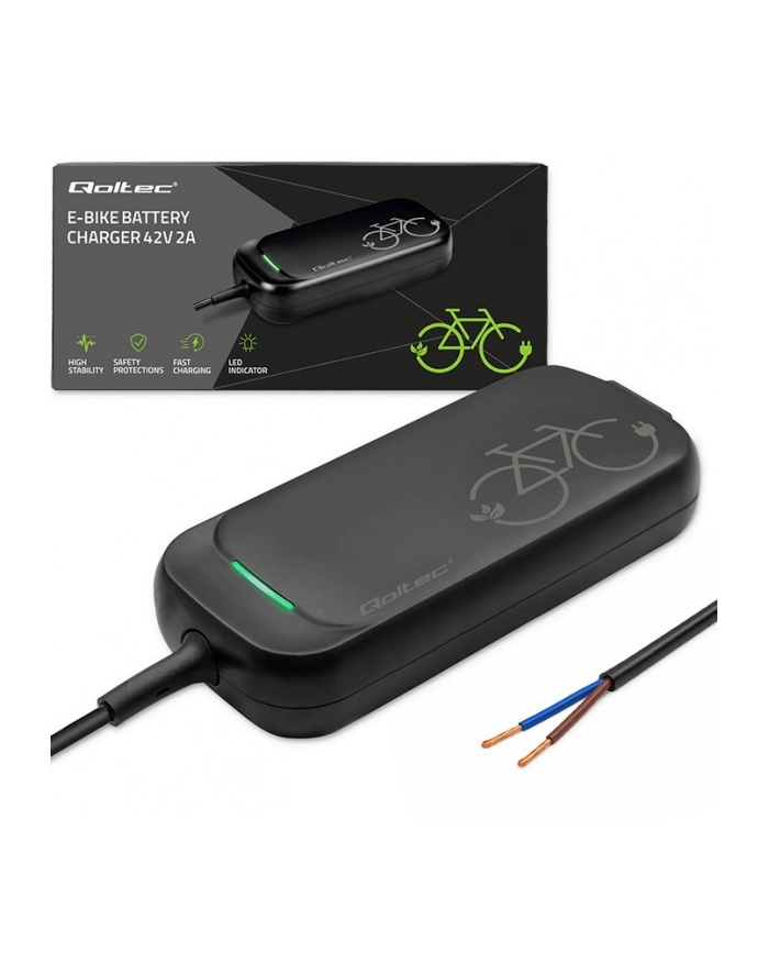 qoltec Ładowarka do roweru elektrycznego 36V | 42V | 2A | przewód otwarty bez wtyczki główny