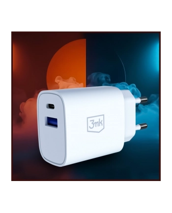 3mk Ładowarka sieciowa 25W USB-A USB-C PD QC4+ FlowPower biała