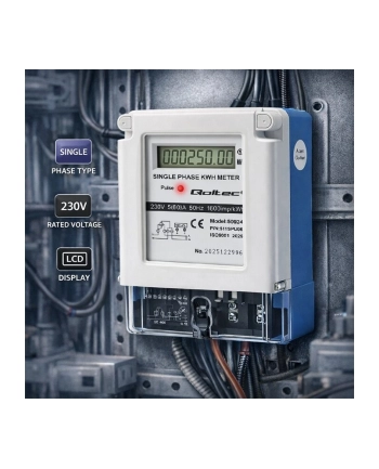 qoltec Jednofazowy miernik zużycia energii | 230V | 5(60)A | LCD nr 1