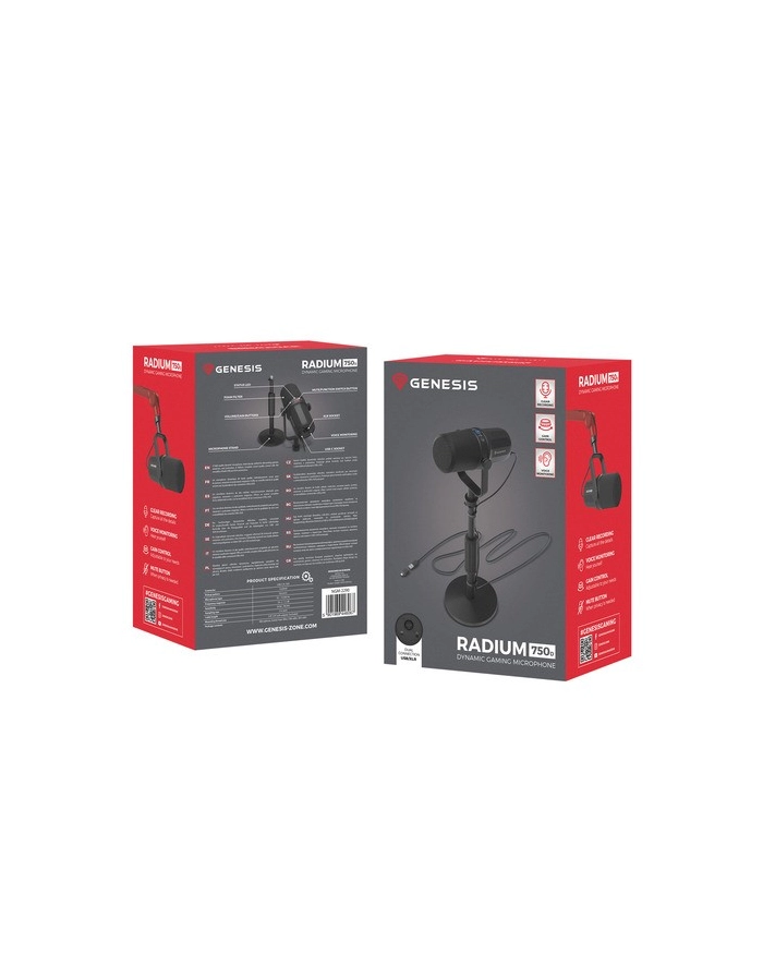 natec Mikrofon Genesis Radium 750D studyjny USB/XLR statyw główny
