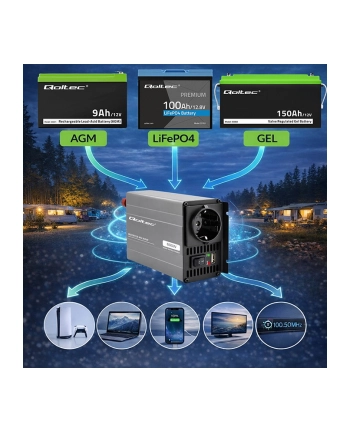 qoltec Przetwornica napięcia MS Wave | 12V na 230V | 300/600W nr 2