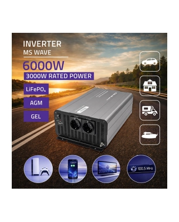 qoltec Przetwornica napięcia MS Wave | 12V na 230V | 3000/6000W nr 1