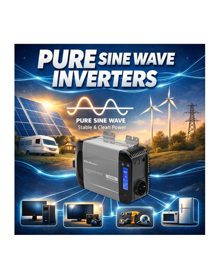qoltec Przetwornica napięcia Pure Sine Wave | 12V na 230V | 300/600W główny