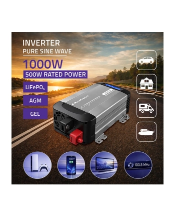 qoltec Przetwornica napięcia Pure Sine Wave | 12V na 230V | 500/1000W nr 2