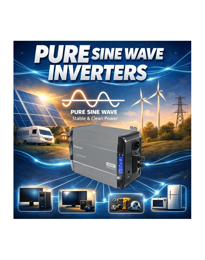 qoltec Przetwornica napięcia Pure Sine Wave | 12V na 230V | 3000/6000W główny