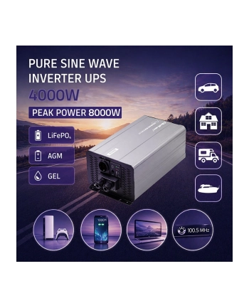 qoltec Przetwornica napięcia Pure Sine Wave | 12V na 230V | 4000/8000W |UPS BYPASS nr 1