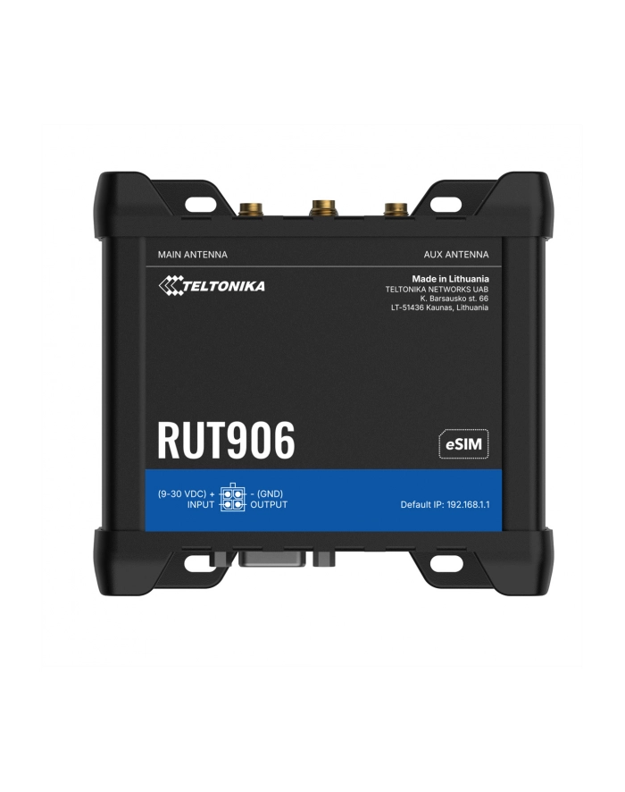 TELTONIKA NETWORKS RUT906 Dual Sim eSIM 4G/LTE/3G EMEA EU RS232 RS485 Router główny