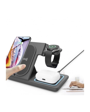 GEMBIRD Bezprzewodowa ładowarka / stacja ładowania 3w1 składana 15 W do zegarka Samsung kolor czarny nr 1