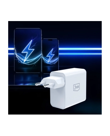 3mk Ładowarka sieciowa 45W PD 3.0 QC4+ USB-A USB-C biała