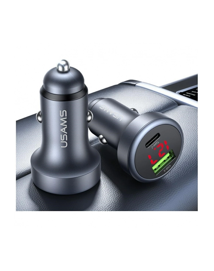 usams Ładowarka samochodowa 45W USB-A USB-C LED Aluminium główny