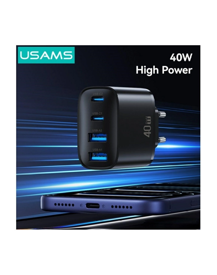usams Ładowarka sieciowa 40W 2xUSB-A 2xUSB-C czarna główny
