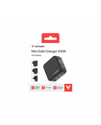 verbatim Ładowarka Mini GaN 100W Smart TFT 2xUSB-C 1xUSB-A UE/UK/USA nr 2