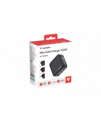 verbatim Ładowarka Mini GaN 100W Smart TFT 2xUSB-C 1xUSB-A UE/UK/USA nr 1
