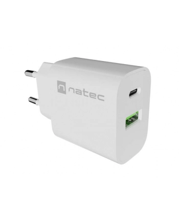 natec Ładowarka sieciowa Ribera 1xUSB-A 1xUSB-C 20W biała nr 1