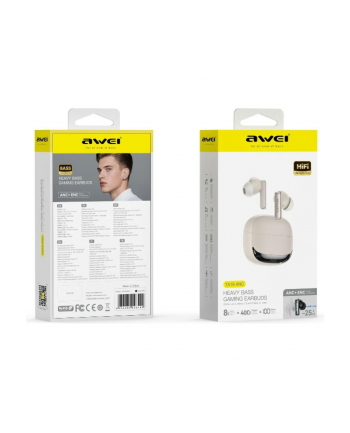 awei Słuchawki TA19 ANC TWS Bluetooth 6.0 beżowe nr 1