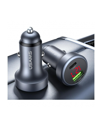 usams Ładowarka samochodowa 45W USB-A USB-C LED Aluminium nr 1