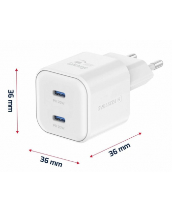 Swissten Adapter Gan 2X Usb-C 20W Pd Biała nr 2