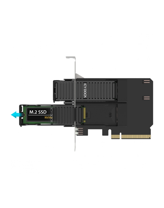Icy Dock ExpressSlot Core MB312M4P-B 2-kieszeniowa karta adaptera M.2 NVMe SSD do obudowy PCIe 4.0 x8 dla gniazda rozszerzeń PCIe (MB312M4PB) główny
