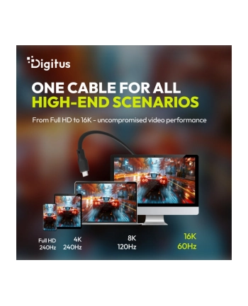 digitus Kabel połączeniowy silikonowy USB-C-USB-C | USB 4 ver.2.0 80Gbps | 8K@60Hz | PD 3.1 240W| 1,0m | czarny nr 2