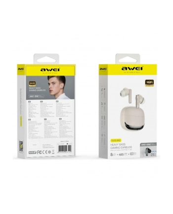 awei Słuchawki TA19 ANC TWS Bluetooth 6.0 beżowe