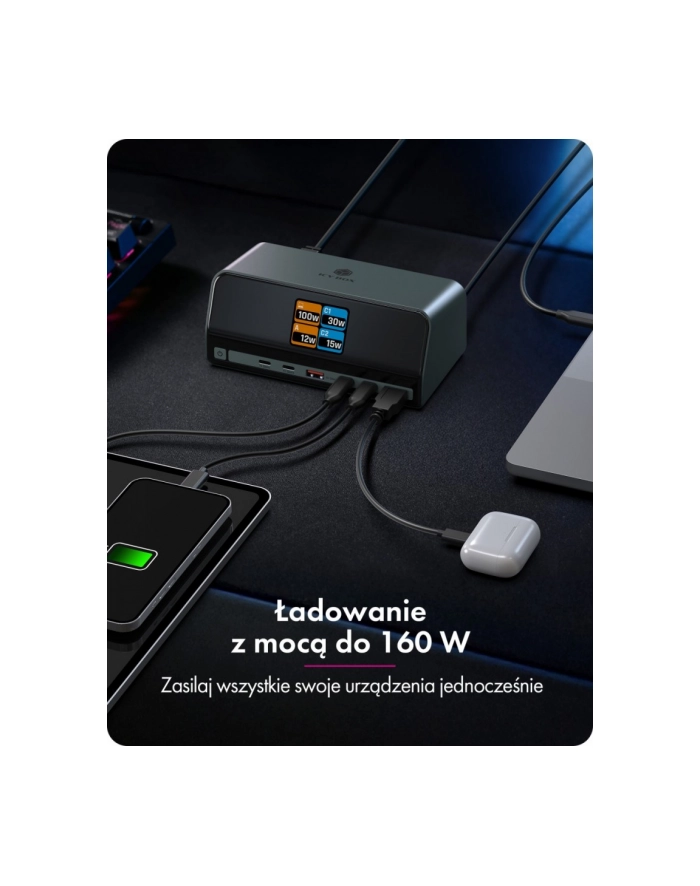 icybox Stacja dokująca IB-DK2300-CH 11w1 USB, HDMI, 100W PD, LAN główny