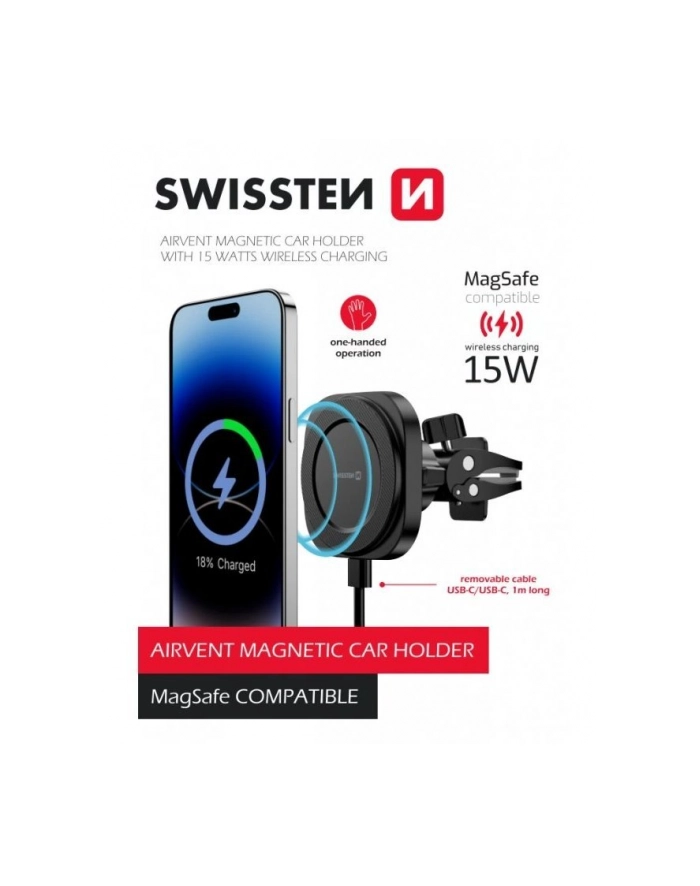 Swissten Uchwyt Na Telefon Magstick Compact S Bezprzewodowym Ładowaniem 15 W 7 5 główny