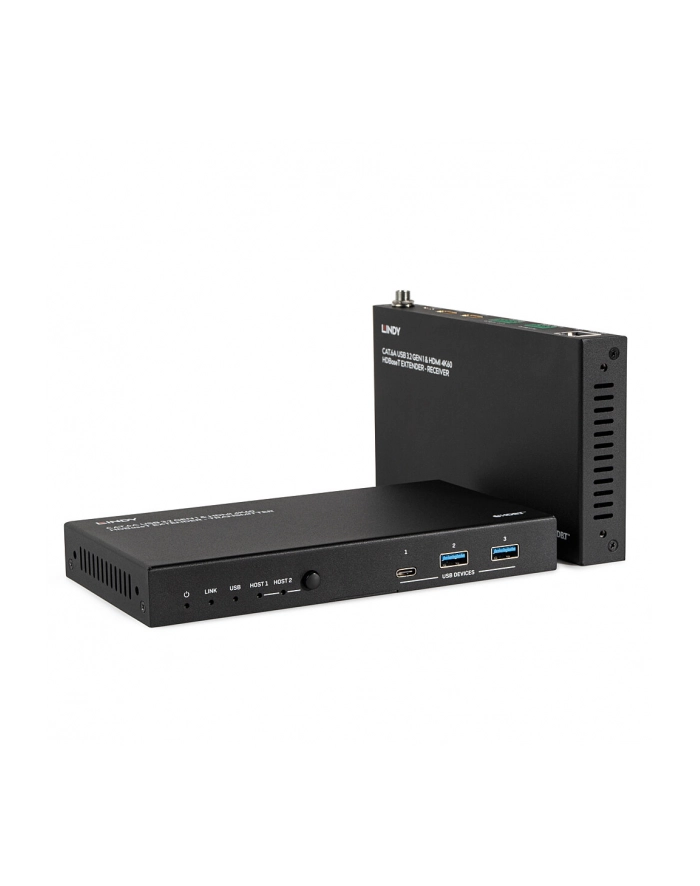 Lindy Przedłużacz 100m Cat.6A z 2 hostami Usb 3.2 Gen 1 i Hdmi 4K60 HDBaseT (L39365) główny