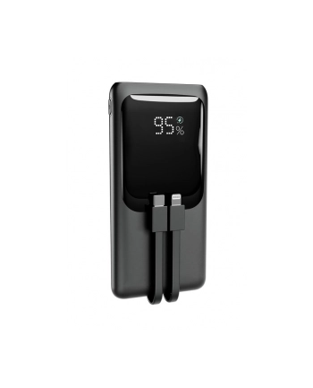 gembird PowerBank 10000mAh ze zintegrowanymi kablami, LCD, QC3.0 20W, czarny