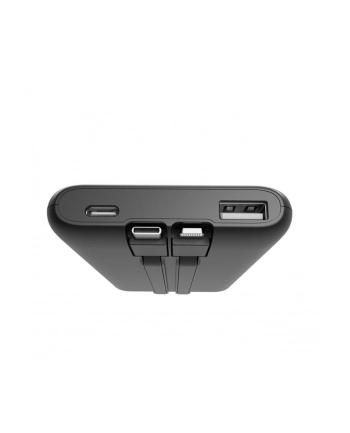 gembird PowerBank 10000mAh ze zintegrowanymi kablami, LCD, QC3.0 20W, czarny