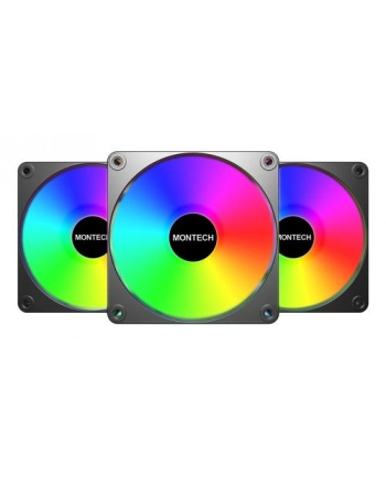 Wentylator komputerowy Montech GF120 V2 ARGB PWM Black 120mm (GF120V2ARGB3IN1PACKB)