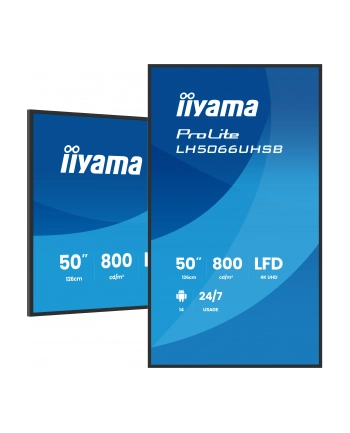 IIYAMA LH5066UHSB-B1AG 50inch 3840x2160 UHD IPS panel Haze 25precent 800cd/m2 Landscape and Portrait IP5X Dust pczerwonyection Speakers nr 2