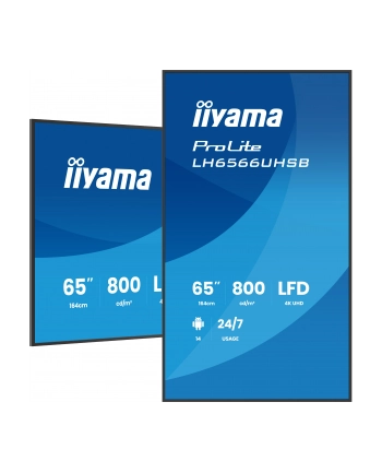 IIYAMA LH6566UHSB-B1AG 65inch 3840x2160 UHD VA panel Haze 25precent 800cd/m2 Landscape and Portrait IP5X Dust pczerwonyection Speakers nr 2