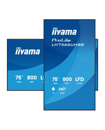 IIYAMA LH7566UHSB-B1AG 75inch 3840x2160 UHD VA panel Haze 25precent 800cd/m2 Landscape and Portrait IP5X Dust pczerwonyection Speakers nr 2