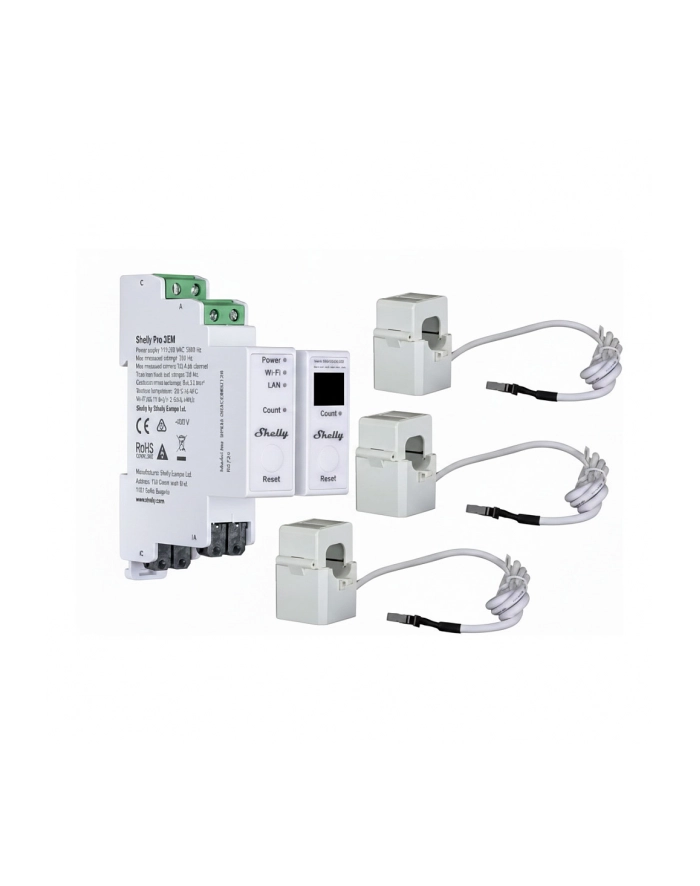 SHELLY Pro 3EM 120A V2 Ethernet WiFi Bluetooth DIN Rail 3-Phase Energy Meter główny