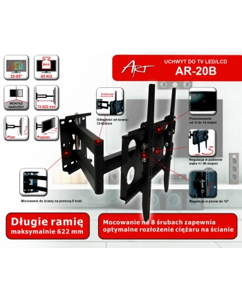 ART Uchwyt AR-20B do telewizora LCD | czarny | 32-50'' 45KG nr 1