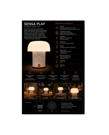 kooduu Lampa przenośna z głośnikiem Sensa Play biała nr 2