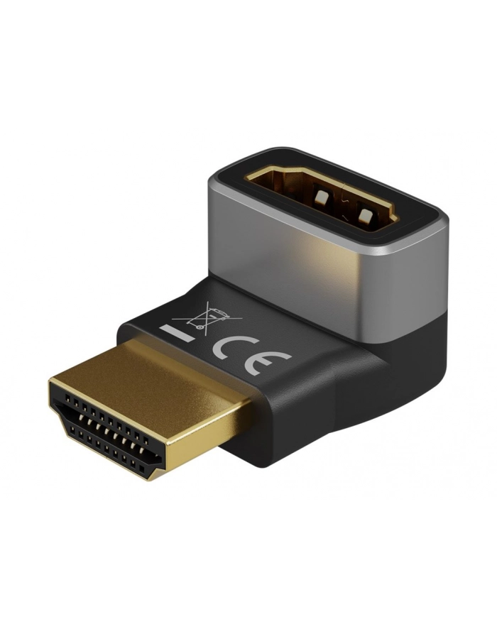 Goobay HDMI Angled Adapter 90° Vertical, 8K at 60 Hz, Gold-Plated, Black/Silver | 72009 główny