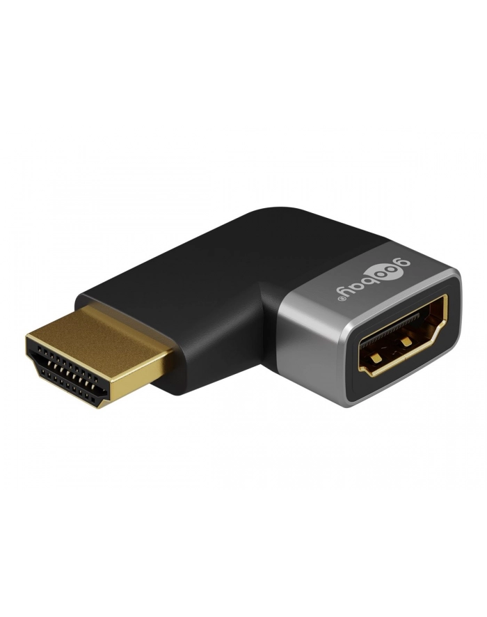 Goobay 72010 HDMI Angled Adapter 90° Horizontal, 8K at 60 Hz, Gold-Plated, Black/Silver główny