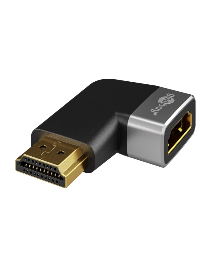 Goobay HDMI Angled Adapter 270° Horizontal, 8K @ 60 Hz, Gold-Plated, Black/Silver | 72012 główny
