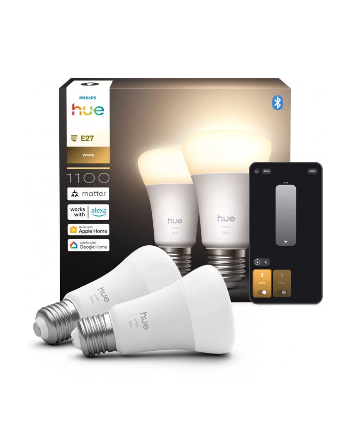 Philips Hue W 1100 A60 2P EU | E27 | 9.5 W | Soft white light | Bluetooth and Zigbee główny