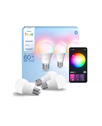 Philips Hue E WCA 806 A60 3P EU | E27 | 8 W | 16 million colours, White and colour light | Bluetooth and Zigbee nr 1