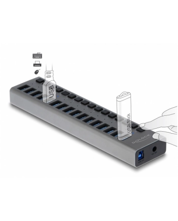 Hub USB Delock Hub Usb 3.0 w metalowej obudowie 10-portowy z przełącznikiem 63976 (63739) nr 2