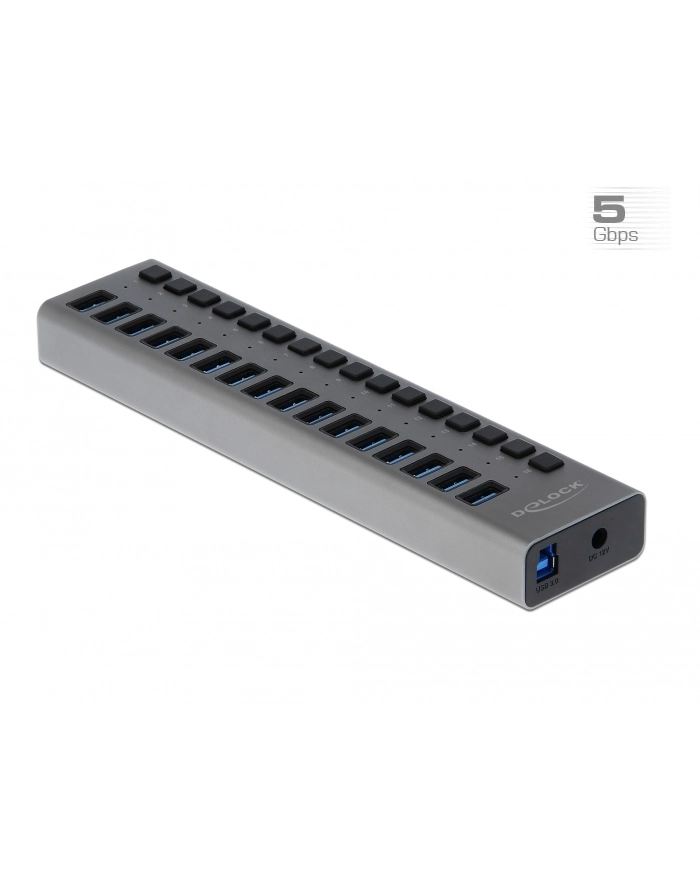 Hub USB Delock Hub Usb 3.0 w metalowej obudowie 10-portowy z przełącznikiem 63976 (63739) główny
