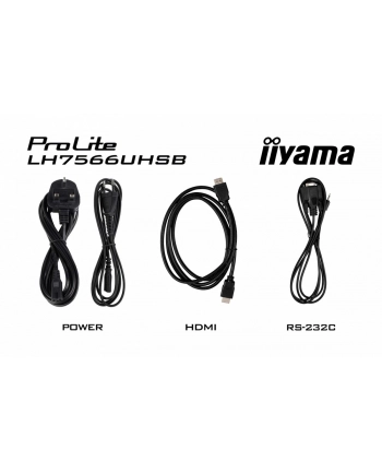 iiyama Monitor profesjonalny 75 '' LH7566UHSB-B1AG 4K, VA, A14, 800cd, 5000:1, 6,5ms,    2xHDMI, USB-C, RJ45, 2xUSB, 2x10W, WiFi, iiSignage2, 4/32GB 24/7 nr 1