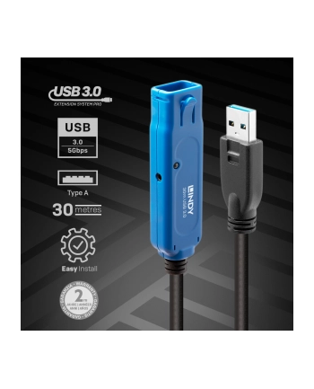 Lindy kabel USB 3.2 Gen 1 (3.1 1) 30 m A Czarny, Niebieski (43362) nr 1